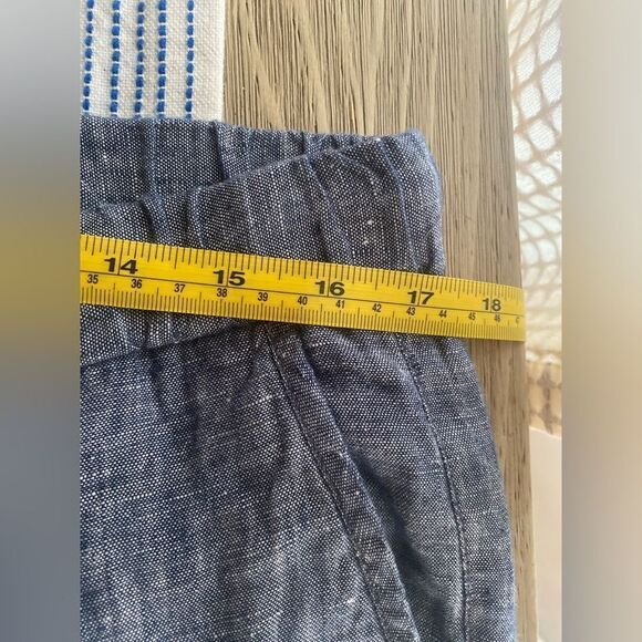 Opus Maritta Pants Women Blue Straight Wide Leg EU Size 42 Drawstring 100% Linen - Picture 13 of 15